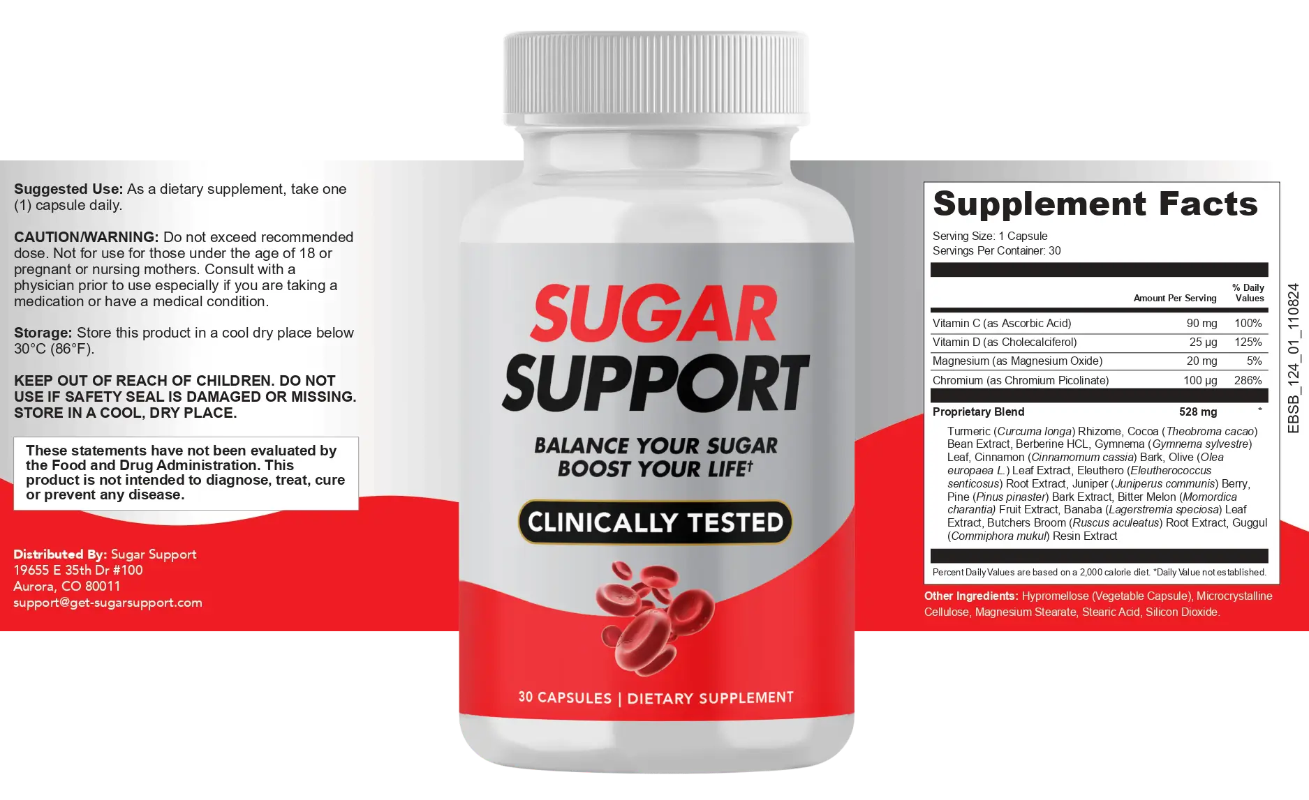 sugar support supplement facts